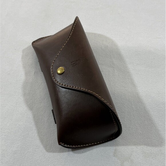 Ralph Lauren Brown Button Leather Eyeglasses Sunglasses Case Travel Belt Loop - Picture 3 of 10